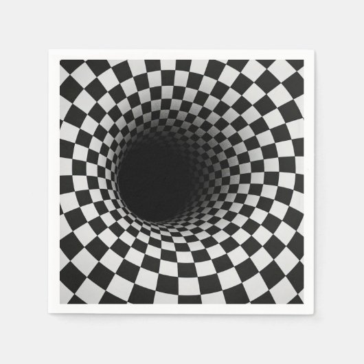 Zwart-wit optische illusie tunnel servet (Voorkant)