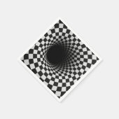 Zwart-wit optische illusie tunnel servet (Hoek)