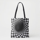 Zwart-wit optische illusie tunnel tote bag (Voorkant)