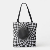 Zwart-wit optische illusie tunnel tote bag (Achterkant)