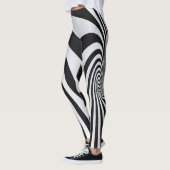Zwart-wit optische illusie wervelende leggings (Links)