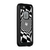 Zwart-wit optische illusie, wit monogram LifeProof iPhone hoesje (Achterkant / rechts)