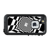 Zwart-wit optische illusie, wit monogram LifeProof iPhone hoesje (Achterkant (horizontaal))