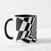 Zwart-wit optische illusie, wit monogram mok (Links)