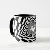 Zwart-wit optische illusie, wit monogram mok (Voorkant links)