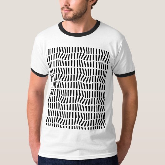 Zwart-wit optische kunst t-shirt (Voorkant)