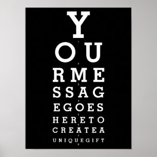 Zwart-Wit Optometristenkaart Met Eigen Bericht Poster
