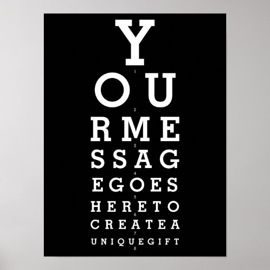 Zwart-Wit Optometristenkaart Met Eigen Bericht Poster (Voorkant)