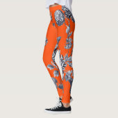Zwart-wit Oranje botanisch flessentoile Leggings (Links)