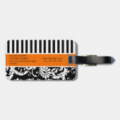Zwart, wit, Oranje gestreept Bagagelabel (Achterkant horizontaal)