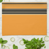 Zwart Wit Oranje gestreept patroon Theedoek (Gevouwen)