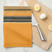 Zwart Wit Oranje gestreept patroon Theedoek (Quarter Fold)