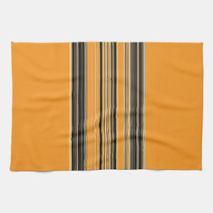 Zwart Wit Oranje gestreept patroon Theedoek