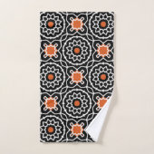 Zwart wit Oranje Marokkaans geometrisch patroon Bad Handdoek (Handdoek)