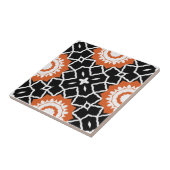 Zwart wit Oranje mozaïekMarokkaans geometrisch Tegeltje (Zijkant)