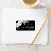 Zwart-wit Orchidee Bloem Aangepast Adreslabel Etiket (Insitu)