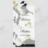 Zwart-wit orchidee bruiloft programmakaart (Voorkant / Achterkant)