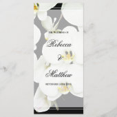 Zwart-wit orchidee bruiloft programmakaart (Voorkant)