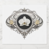 zwart-wit orchidee champagnefles etiket (Enkel label)