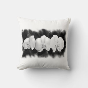 Zwart wit orchidee schilderij tropische bloemen kussen