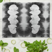 Zwart wit orchidee schilderij tropische bloemen theedoek (Gevouwen)