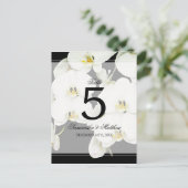 Zwart-wit Orchidee Trouwtafel Nummer Briefkaart (Staand voorkant)