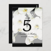 Zwart-wit Orchidee Trouwtafel Nummer Briefkaart (Voorkant / Achterkant)