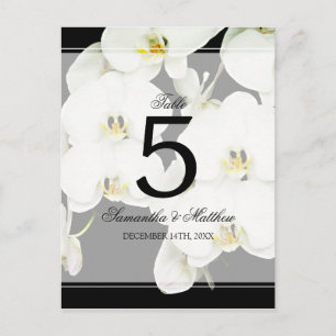 Zwart-wit Orchidee Trouwtafel Nummer Briefkaart