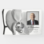 Zwart-wit orchidee viering van het leven begrafeni spandoek (Horizontaal)