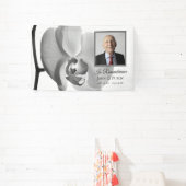 Zwart-wit orchidee viering van het leven begrafeni spandoek (Insitu)