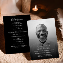 Zwart-wit Orde van de Dienst Foto Memorial Programmakaart