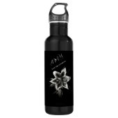 Zwart-wit Orientale Lily Water Fles (Voorkant)