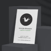 Zwart-wit Origami Crane Logo Visitekaartje