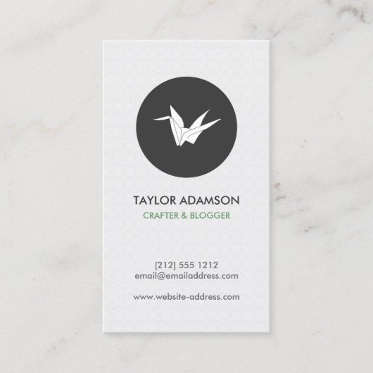 Zwart-wit Origami Crane Logo Visitekaartje (Voorkant)