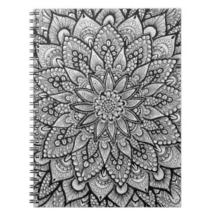 Zwart-wit originele kunst Mandala Notitieboek