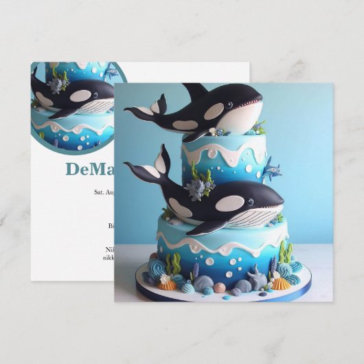 ZWART & WIT ORKA WALVISCAKE VERJAARDAG KAART (Voorkant / Achterkant)