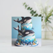 ZWART & WIT ORKA WALVISCAKE VERJAARDAG KAART (Staand voorkant)