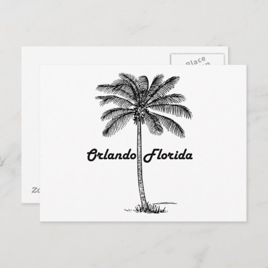 Zwart-wit orlando- en palmontwerp briefkaart (Voorkant / Achterkant)