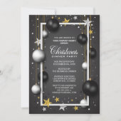 Zwart Wit Ornament Corporate Christmas Party Kaart (Voorkant)