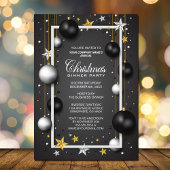 Zwart Wit Ornament Corporate Christmas Party Kaart