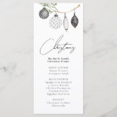 Zwart & Wit Ornament Kerstdiner Menu (Voorkant)