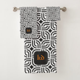 Zwart wit ornament patronen antiek bad handdoek