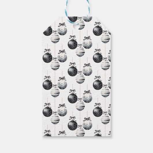 Zwart-wit Ornamenten minimalistische kerst Cadeaulabel (Achterkant)