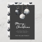 Zwart Wit Ornamenten Minimalistische Kerst Kaart (Voorkant / Achterkant)