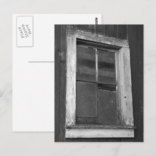 Zwart-wit oud Barn-venster Briefkaart (Voorkant / Achterkant)