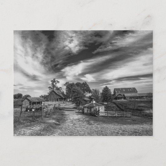 Zwart-wit Oud Boerderij Briefkaart (Voorkant)