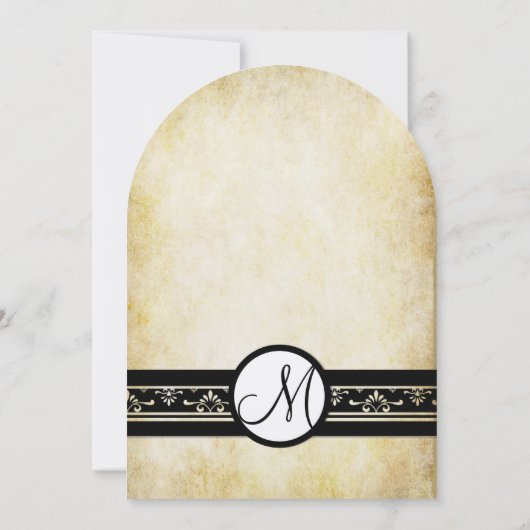 Zwart Wit Oud Geld Rustieke Elegantie Gouden Huwel Kaart (Achterkant)