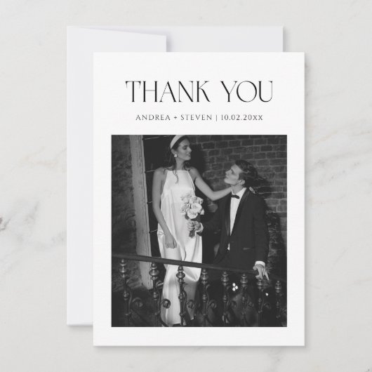 Zwart-wit Oud Geld Trouwen Dank u Kaart (Voorkant)