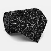Zwart & Wit Oud Vintage Klassiek Fiets Patroon Stropdas (Opgerold)