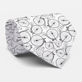 Zwart & Wit Oud Vintage Klassiek Fiets Patroon Stropdas (Opgerold)